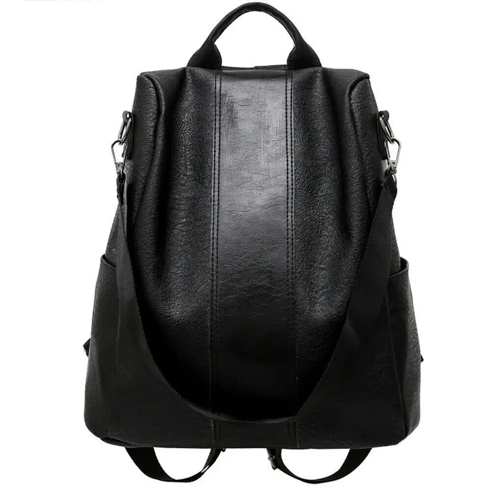 Women Brown Leather Travel Backpack Waterproof Shoulder School Bag