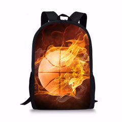 Fire Basketballs Children School Bags for Teenagers Boys Big Capacity