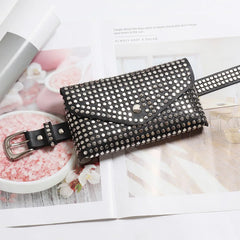 Women Waist Bag Punk Leather Belt Fanny Pack Rivet Hip Hop Waist Pack
