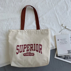 Canvas Women's Shoulder Bag Large Capacity Retro Ins Travel Tote Bag