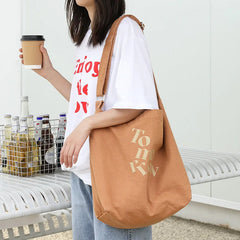 Casual Art Canvas Tote Bag Ins Letter Printed Women's Shoulder Bag