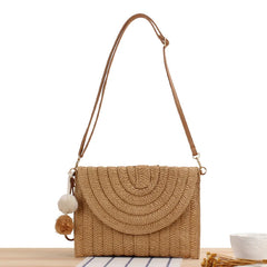 Paper Braided Straw Bag Beach Crossbody Women's Handbag