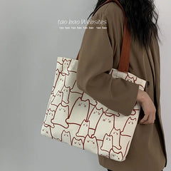 Women's Large Capacity Shoulder Bag for Students and Art, Casual Handbag