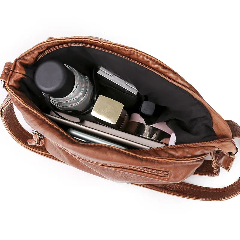 Soft Leather Messenger Bag for Women, Large Capacity Crossbody Bag
