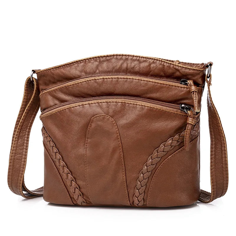 Soft Leather Messenger Bag for Women, Large Capacity Crossbody Bag