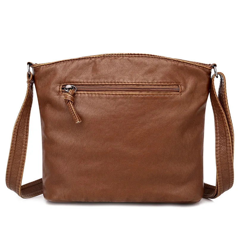 Soft Leather Messenger Bag for Women, Large Capacity Crossbody Bag