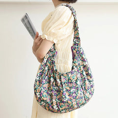 Floral Armpit Casual Shoulder Bag Pleated Messenger Bag