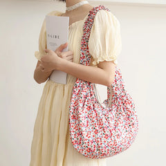 Floral Armpit Casual Shoulder Bag Pleated Messenger Bag