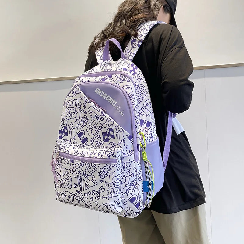 Large Capacity Graffiti Schoolbag for Boys and Girls