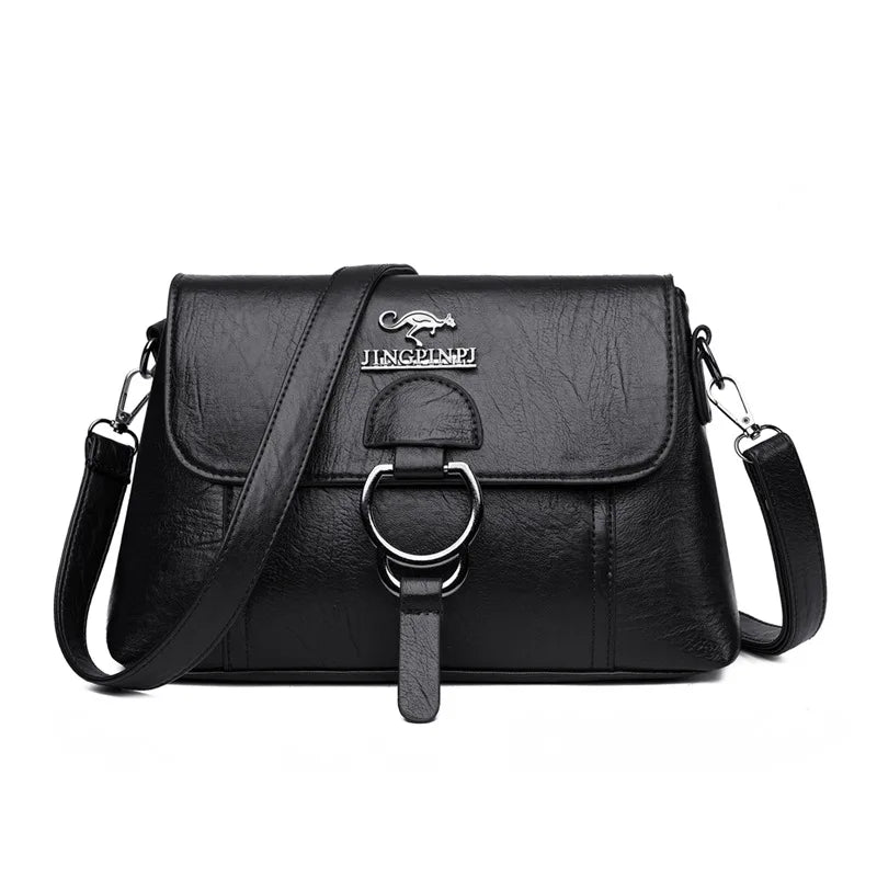 PU Soft Leather Shoulder Bag Women's Large Capacity Messenger Crossbody Bag
