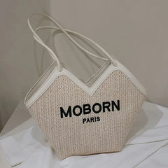 Large Capacity Straw Tote Shoulder Bag for Women
