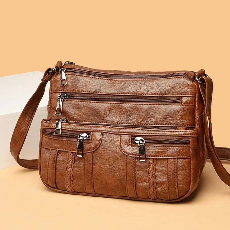 Women's PU Leather Messenger Shoulder Bag Large Capacity Crossbody