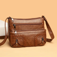 Women's PU Leather Messenger Shoulder Bag Large Capacity Crossbody