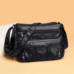 Women's PU Leather Messenger Shoulder Bag Large Capacity Crossbody