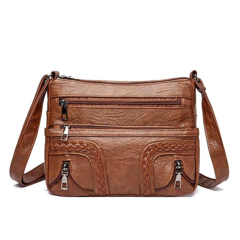 Women's PU Leather Messenger Shoulder Bag Large Capacity Crossbody