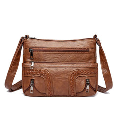 Women's PU Leather Messenger Shoulder Bag Large Capacity Crossbody