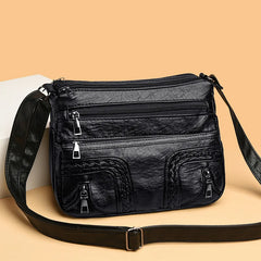 Women's PU Leather Messenger Shoulder Bag Large Capacity Crossbody