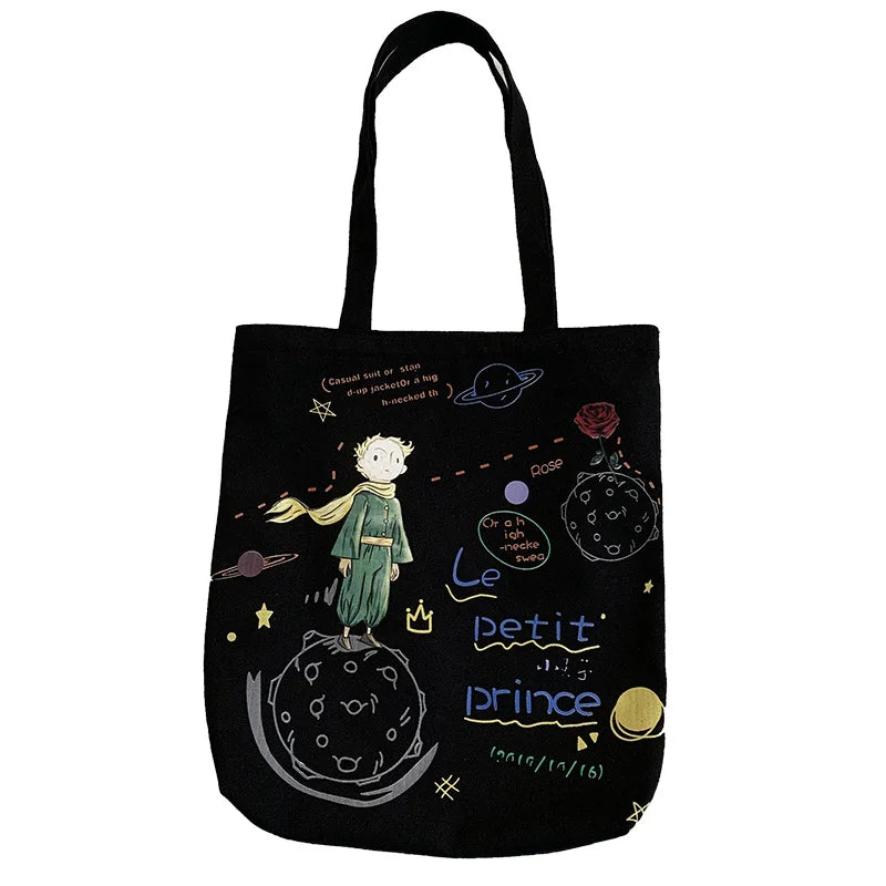 Women's Cartoon Canvas Tote Bag - Large Capacity Shoulder Bag