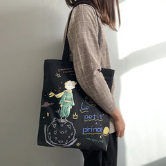 Women's Cartoon Canvas Tote Bag - Large Capacity Shoulder Bag