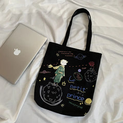 Women's Cartoon Canvas Tote Bag - Large Capacity Shoulder Bag