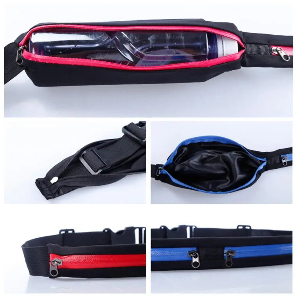 Dual Pocket Running Belt Phone Pouch Waist Bag Outdoor Sports Travel Fanny Pack