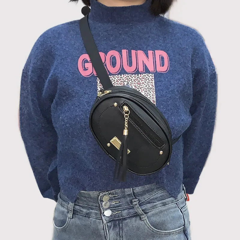 Women's Waist Bag Shoulder Messenger Tassel Chest Bag