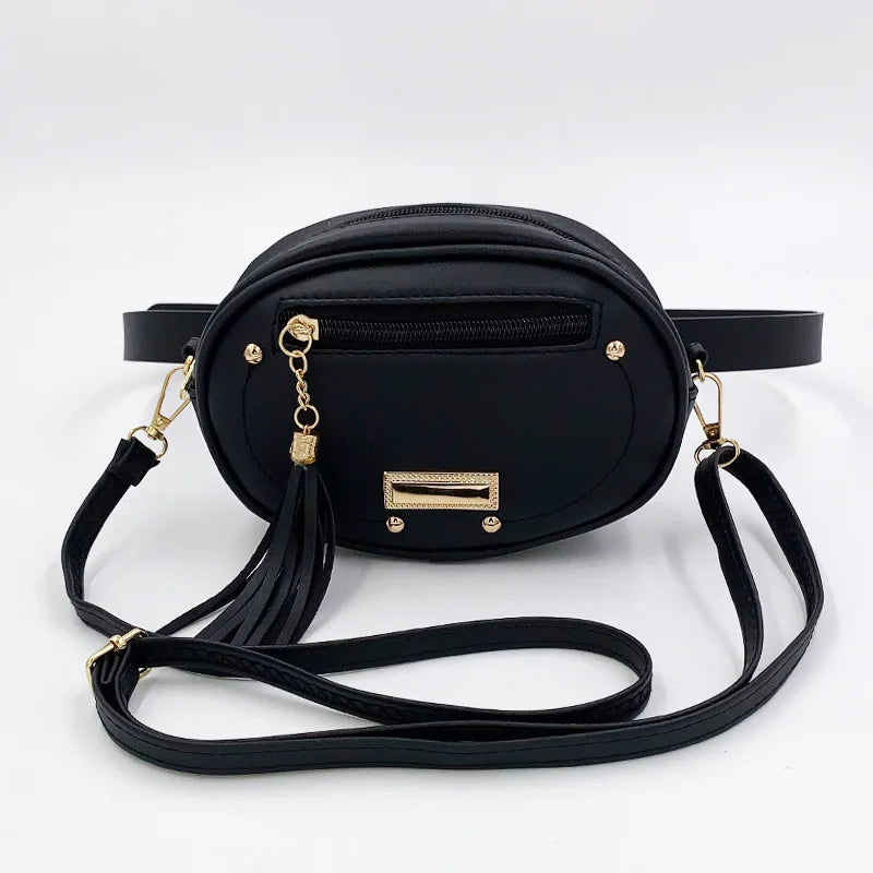 Women's Waist Bag Shoulder Messenger Tassel Chest Bag