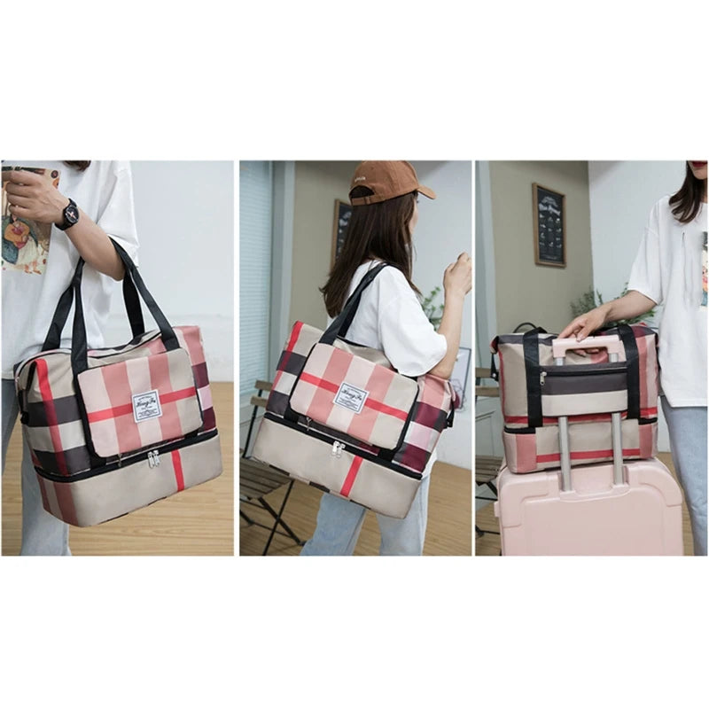 Foldable Duffle Bag Gym Tote Travel Shoulder Bags