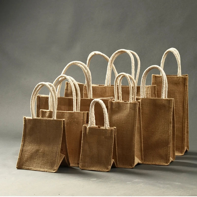 Durable Burlap Tote Shopping Bag Jute Reusable Grocery Bag