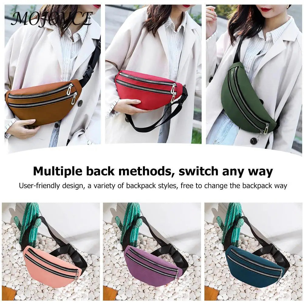 Women Suede Waist Belt Pack Zipper Shoulder Crossbody Bag
