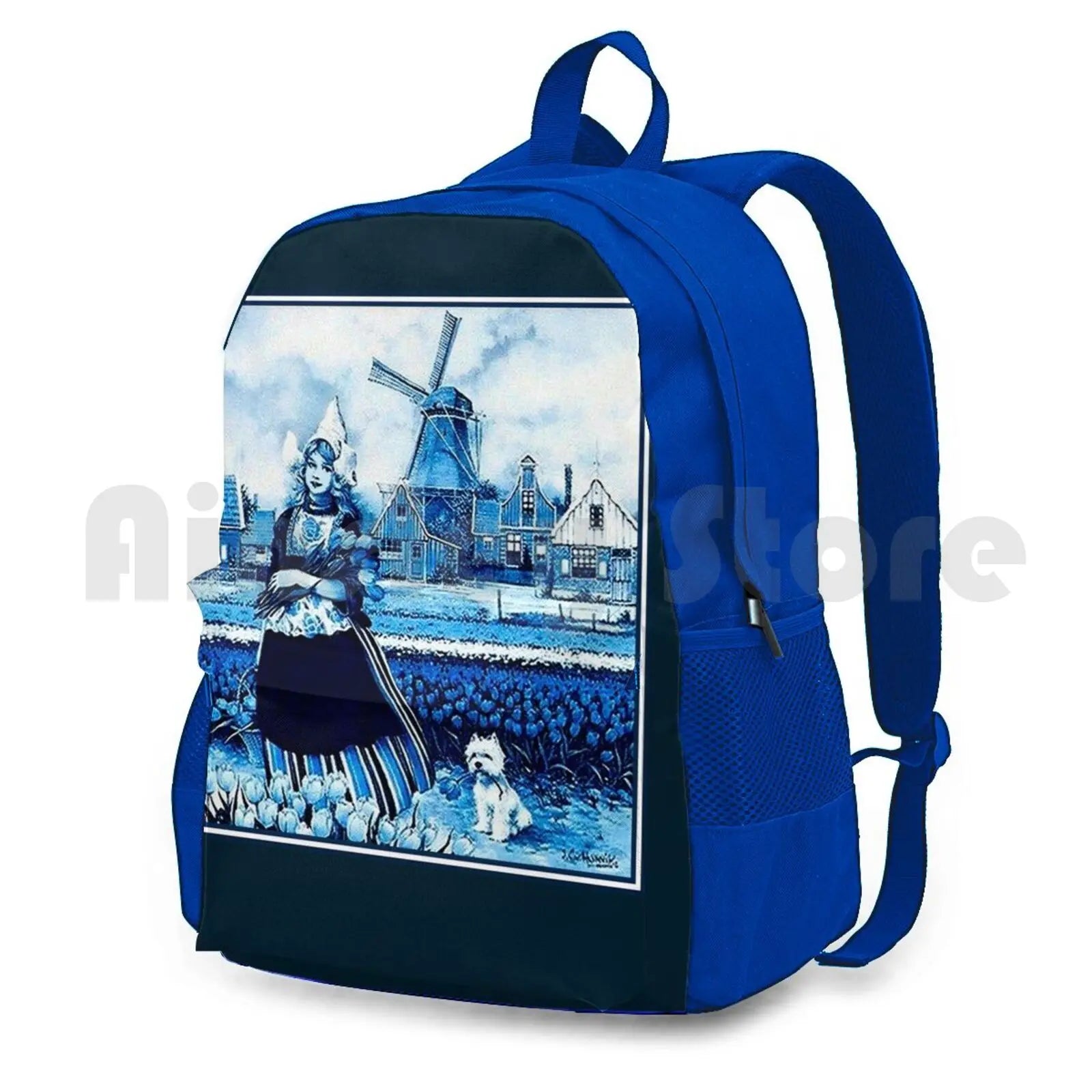 Vintage Dutch Delft Windmill Outdoor Backpack