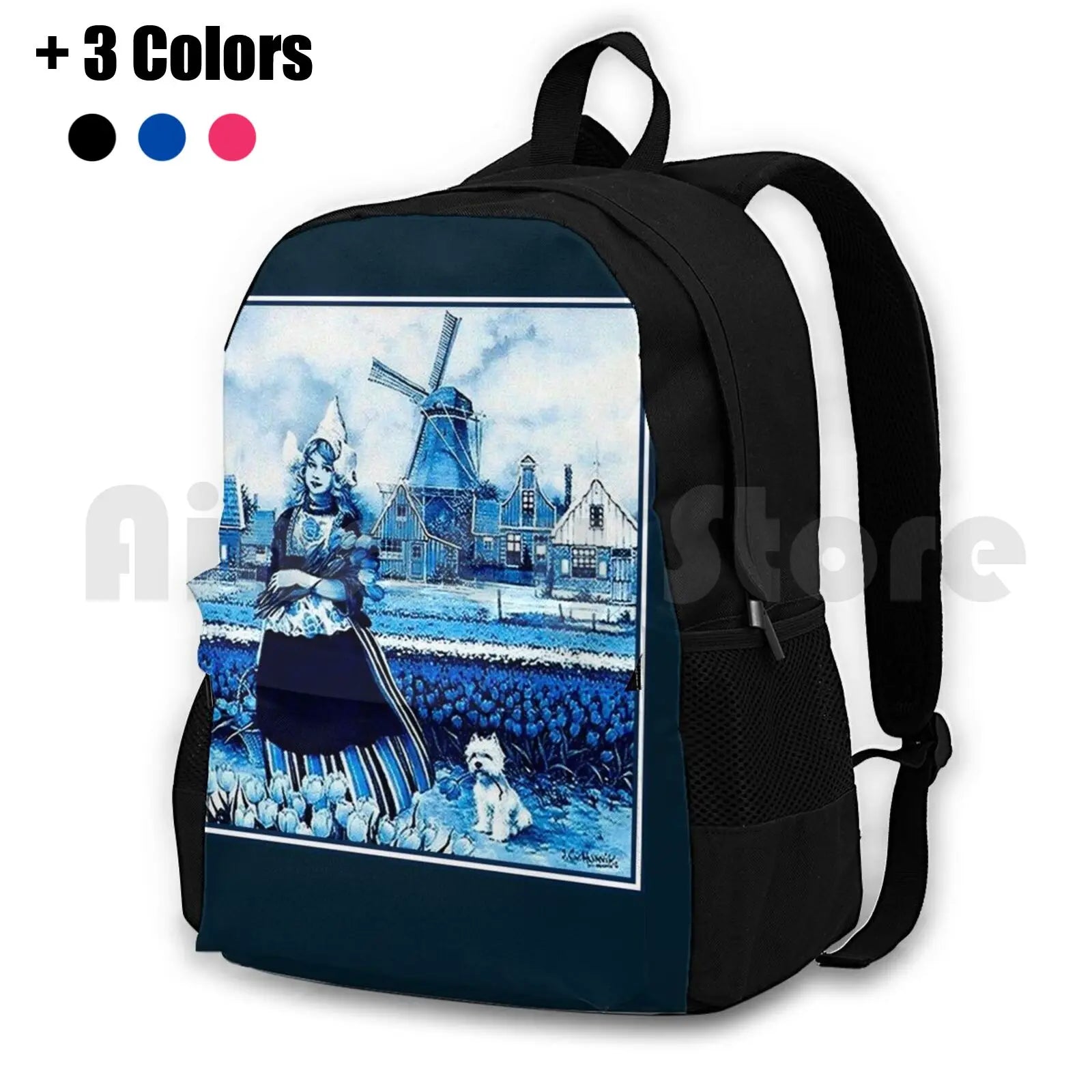 Vintage Dutch Delft Windmill Outdoor Backpack