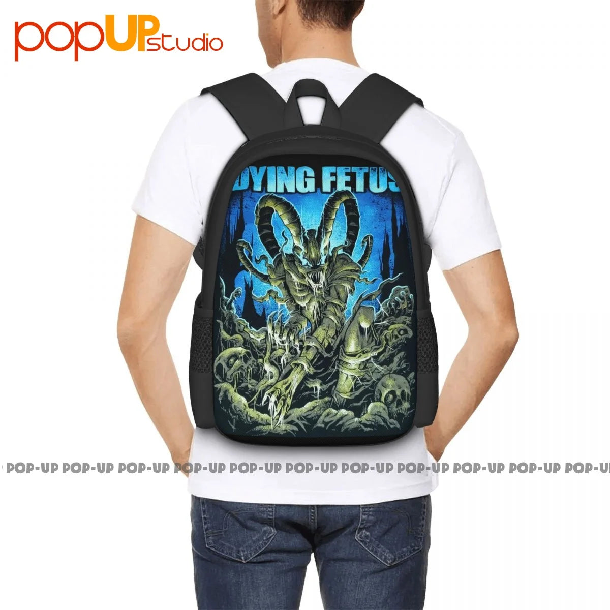 Dying Fetus Demon In Hell Skulls Backpack Large Capacity Travel Schoolbag
