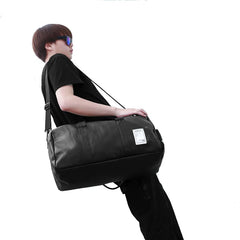 Large Capacity Travel Bag Women Men PU Leather Gym Duffle Bag