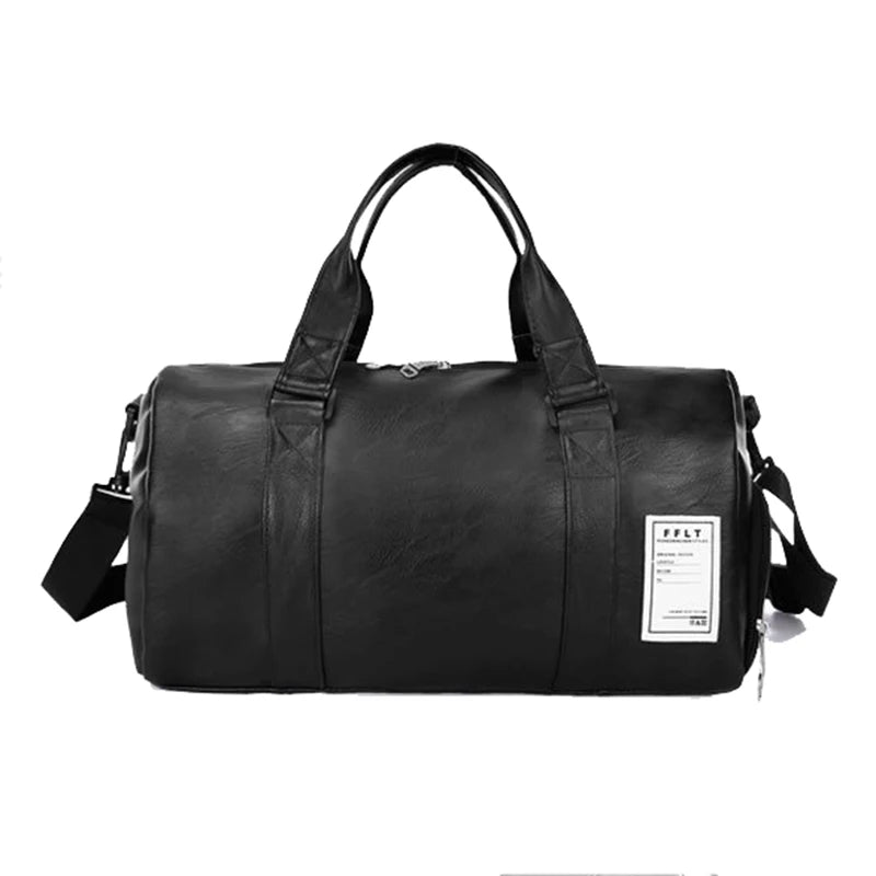 Large Capacity Travel Bag Women Men PU Leather Gym Duffle Bag
