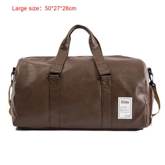 Large Capacity Travel Bag Women Men PU Leather Gym Duffle Bag