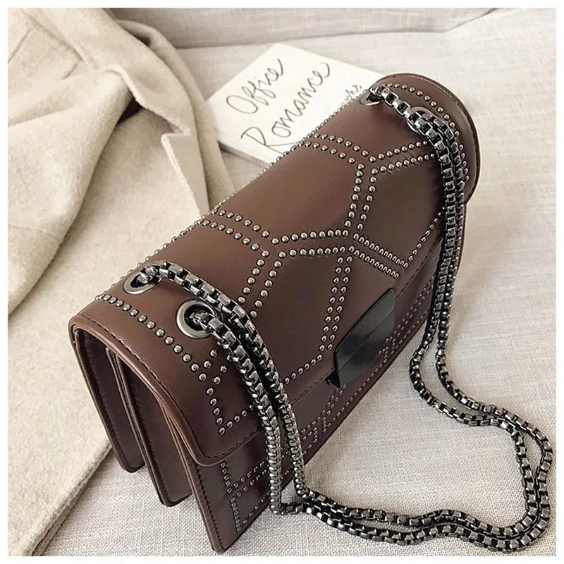 Small Shoulder Bag with Rivet Chain for Women