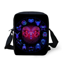 ELVISWORDS 12 Constellations Print Messenger Bag Boys Girls Handbag