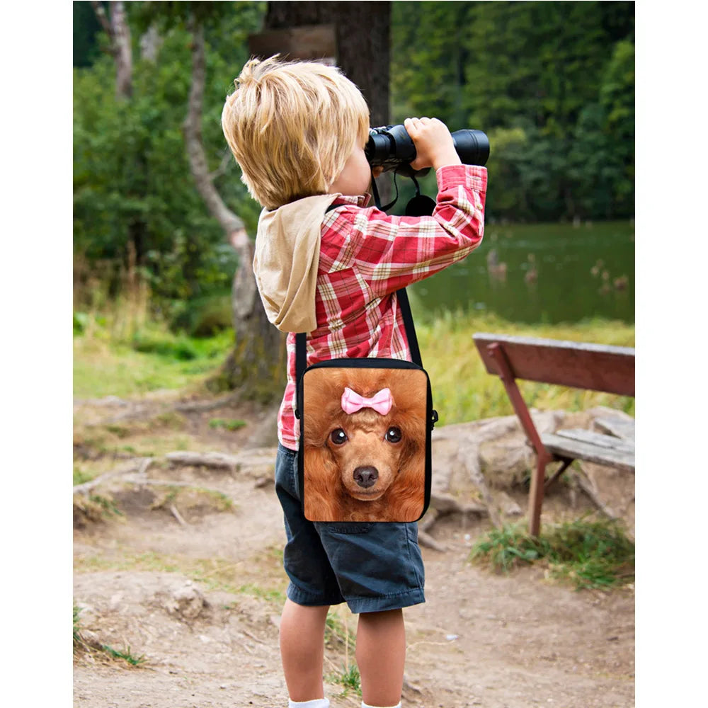 ELVISWORDS Music Note Print Kids School Bag Canvas Book Shoulder Bags