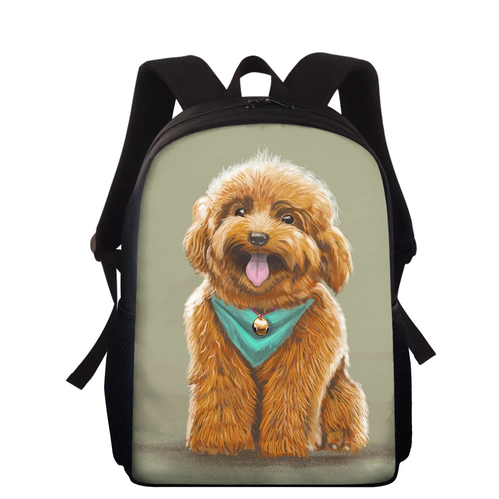 Mini Dog Print Backpack 15 Inch School Bag Girls Boys Mochila Escolar