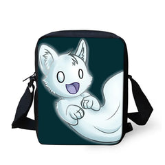 Ghost Cat Print Shoulder Bag Lady Messenger Travel Handbag Crossbody Tote