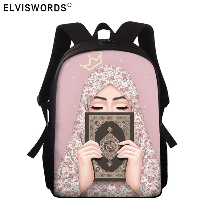 Islamic Girl Eyes Printing Book Bags for Girls Boys Women Backpack
