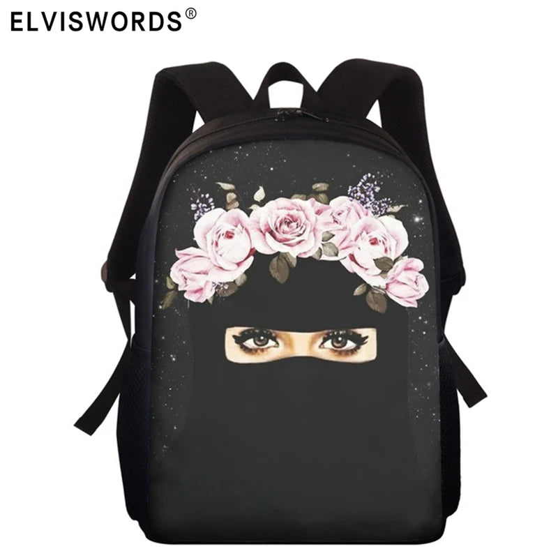 Islamic Girl Eyes Printing Book Bags for Girls Boys Women Backpack