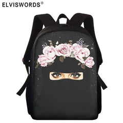 Islamic Girl Eyes Printing Book Bags for Girls Boys Women Backpack
