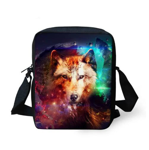 Wolf Messenger Bag for Women Girls Travel Totes Shoulder Crossbody Bag