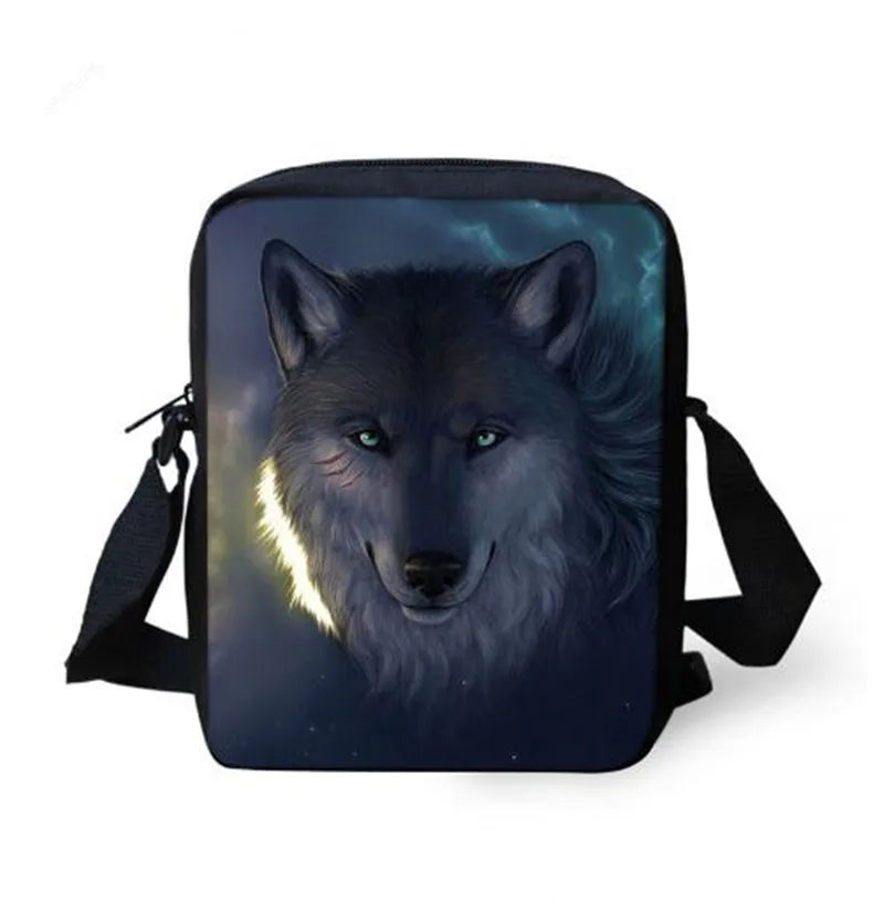 Wolf Messenger Bag for Women Girls Travel Totes Shoulder Crossbody Bag