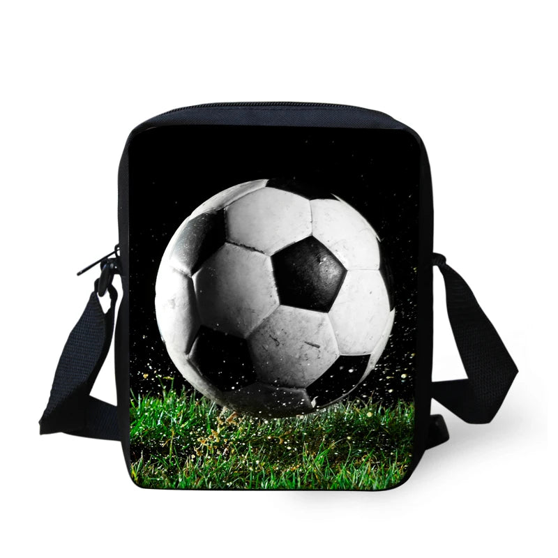 ELVISWORDS Fire Foot-Ball Print Crossbody Bag Boys Girls School Shoulder Bags