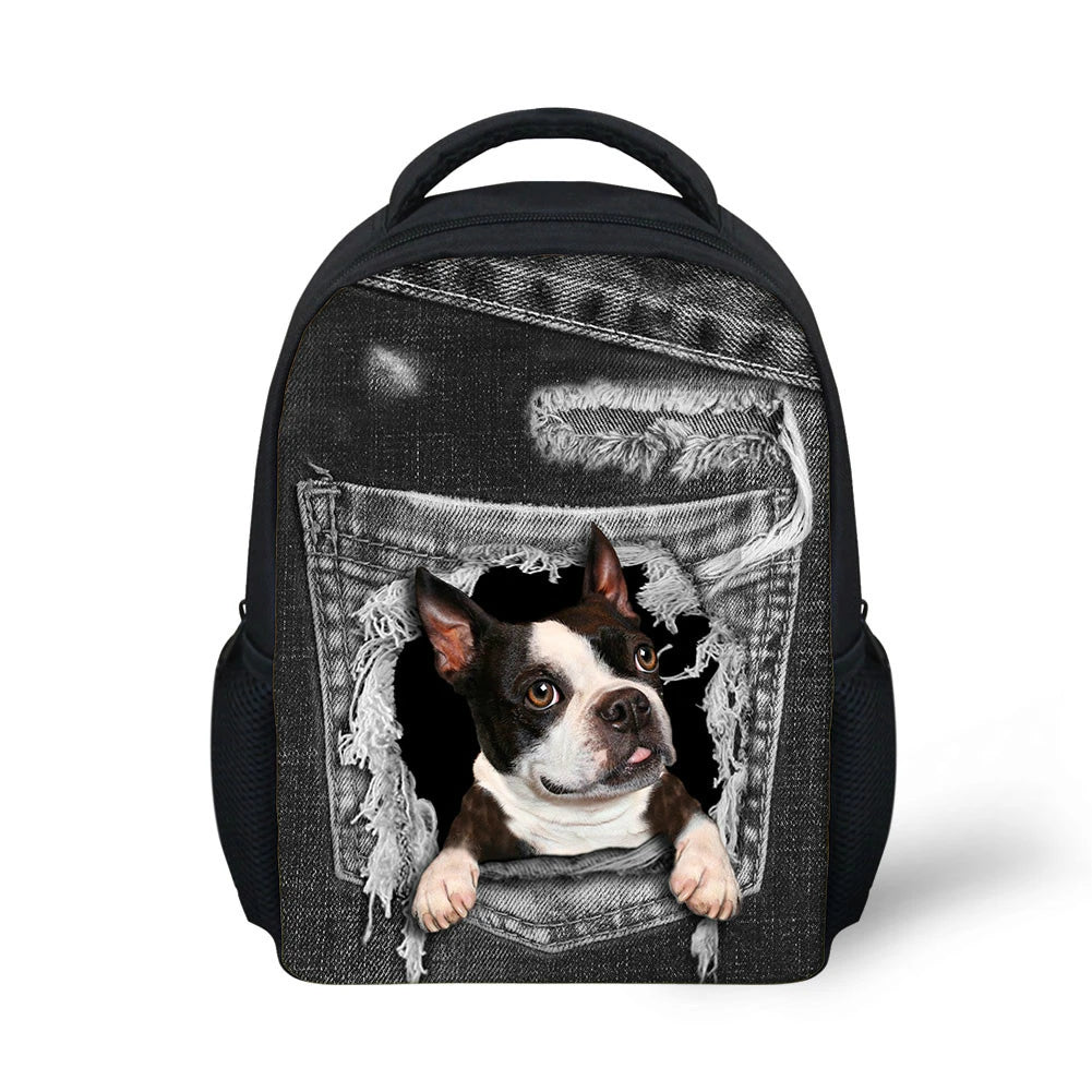 Small Dog Print School Backpack Kindergarten Child Satchels Mochila Escolar Kids
