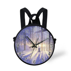 Winter Scenery Pattern Round Shoulder Bags For Women Boys Girls