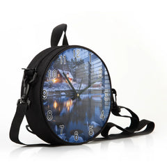 Winter Scenery Pattern Round Shoulder Bags For Women Boys Girls